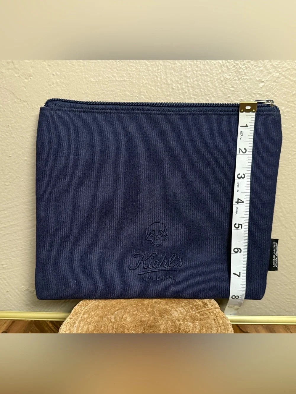 Limited Edition Kiehls x Kate Moross Navy Skull Canvas Toiletries Travel Bag